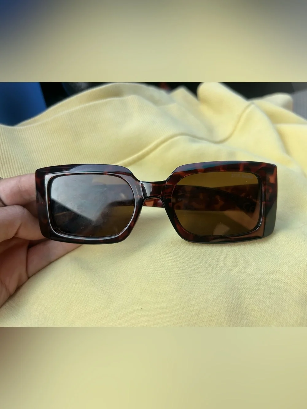 Steve Madden Tortoiseshell Rectangular Sunglasses with Brown Lenses